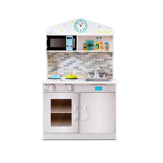 Kids Wooden Pretend Cooking Playset Cookware Kitchen-Beige - Color: Beige - Premium Toys & Hobbies > Pretend Toys > Play Kitchen Sets from Ida Louise Boutique - Just $124.60! Shop now at Ida Louise Boutique