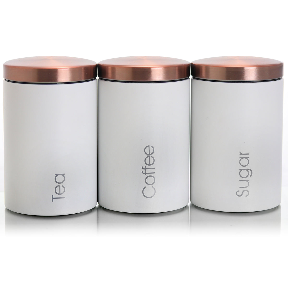 MegaChef Essential Kitchen Storage 3 Piece Sugar, Coffee and Tea Canister Set in Matte White - Premium Canister and Storage from MegaChef - Just $48! Shop now at Ida Louise Boutique