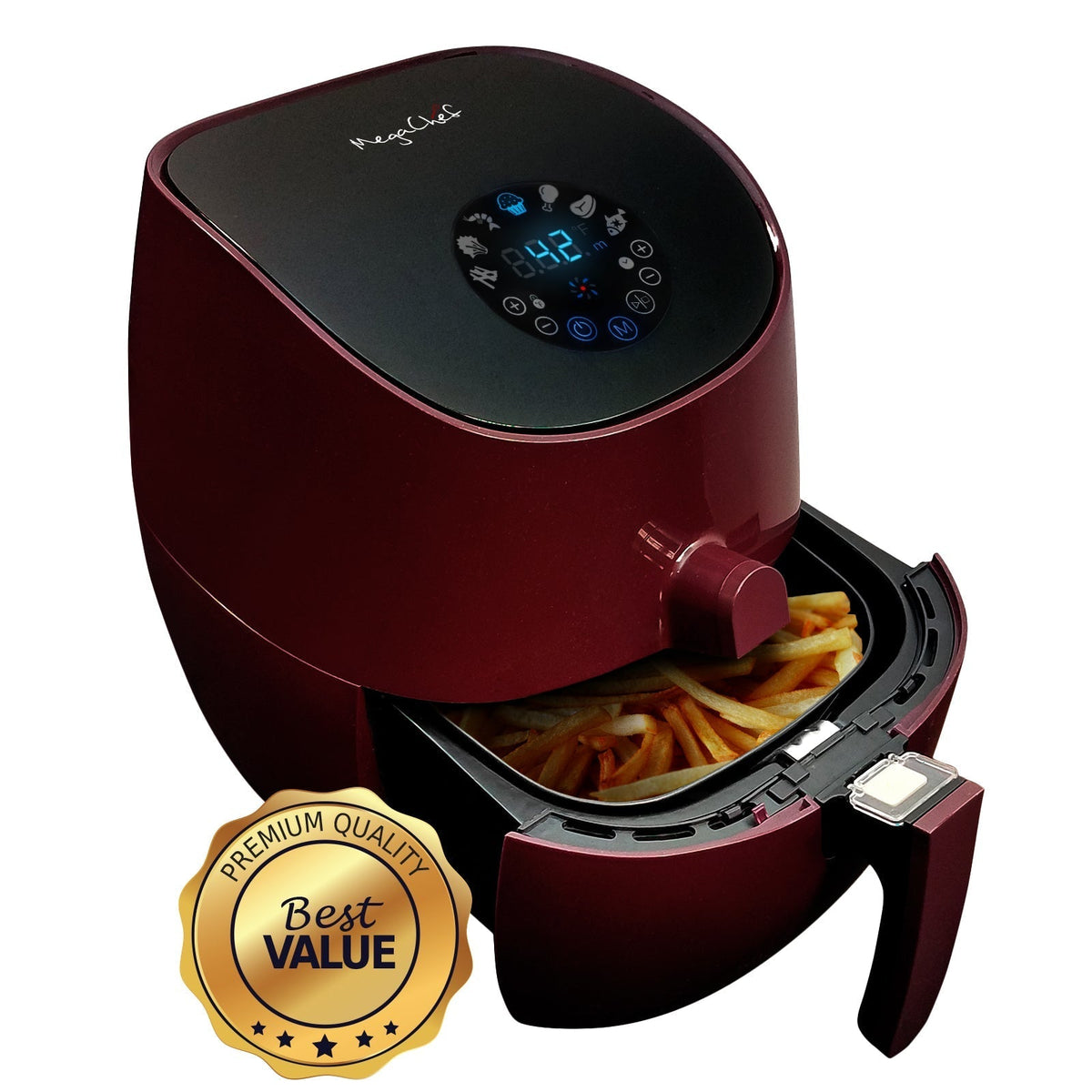 MegaChef 3.5 Quart Airfryer And Multicooker With 7 Pre-Programmed Settings in Burgundy - Premium Kitchen Appliances from MEGACHEF - Just $100.79! Shop now at Ida Louise Boutique
