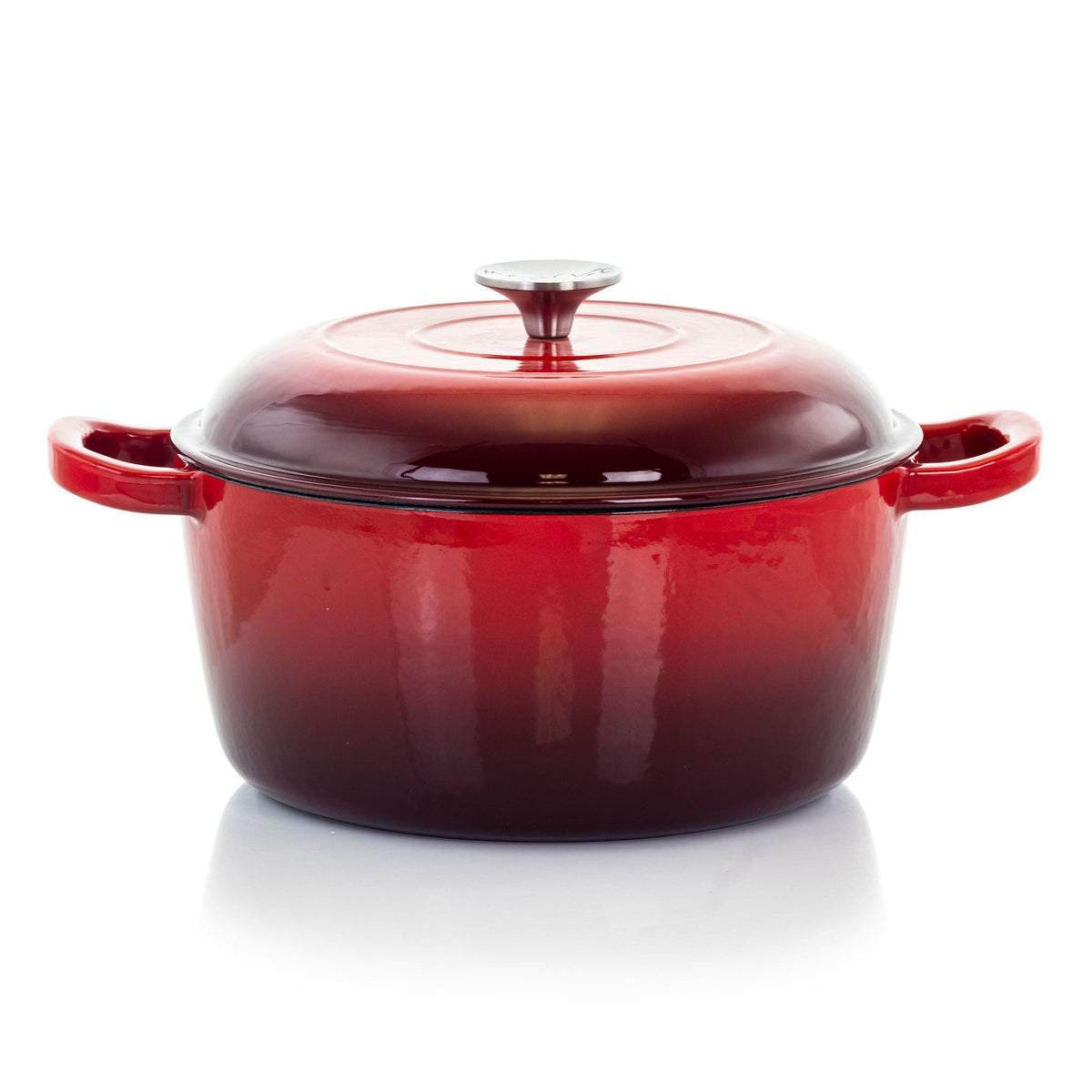 MegaChef 5 Quarts Round Enameled Cast Iron Casserole with Lid in Red - Premium Cast Iron from MegaChef - Just $68.13! Shop now at Ida Louise Boutique