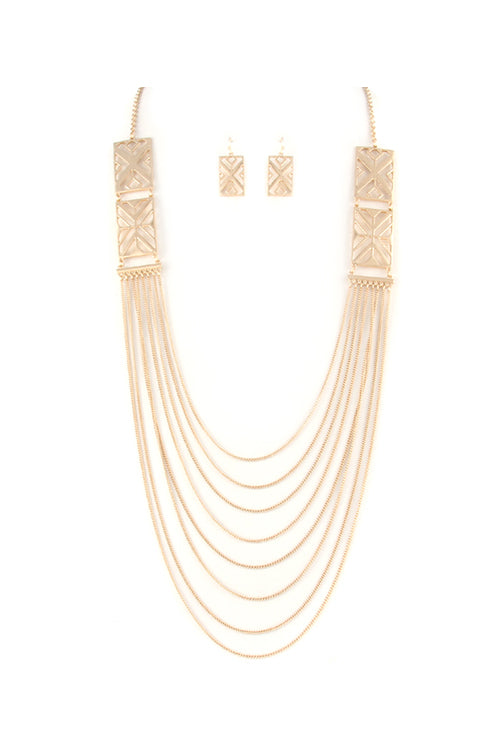 Gold Tribal Layered  Necklace Earring Set - Premium  from Bella Chic - Just $22! Shop now at Ida Louise Boutique