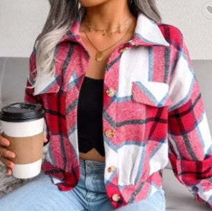 Red Crop Flannel - Premium Flannel from Ida Louise Boutique - Just $48! Shop now at Ida Louise Boutique