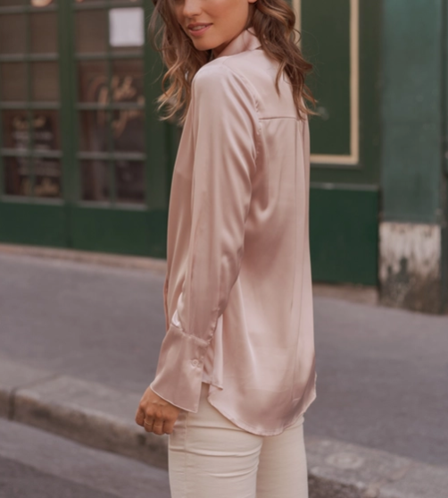 Léa Satin Shirt - 2 Colors - Premium Tops from CHOKLATE PARIS - Just $60! Shop now at Ida Louise Boutique