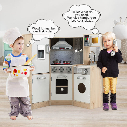 Kids Corner Wooden Kitchen Playset with Cookware Accessories - Premium Pretend Toys from Ida Louise Boutique - Just $231! Shop now at Ida Louise Boutique