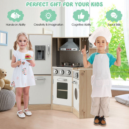 Kids Corner Wooden Kitchen Playset with Cookware Accessories - Premium Pretend Toys from Ida Louise Boutique - Just $231! Shop now at Ida Louise Boutique