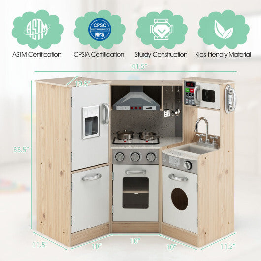 Kids Corner Wooden Kitchen Playset with Cookware Accessories - Premium Pretend Toys from Ida Louise Boutique - Just $231! Shop now at Ida Louise Boutique