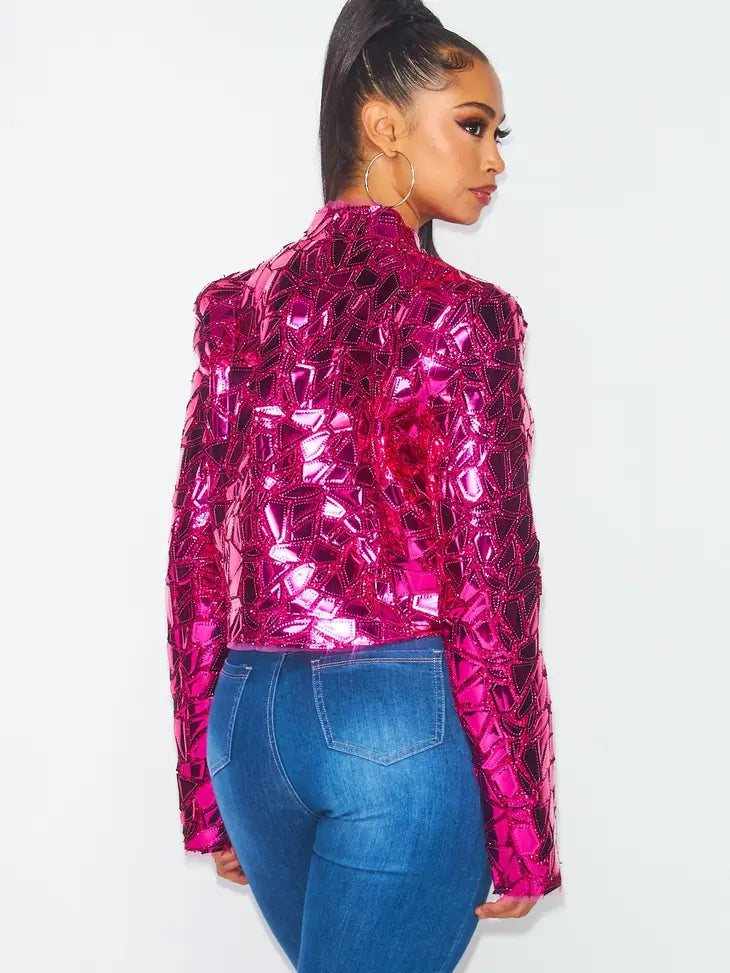 Too Chic For You Shiny Metallic Jacket