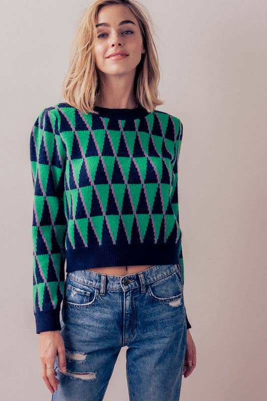 Greta Green Triangle Crop Sweater - Premium Sweater from Twenty Second - Just $46! Shop now at Ida Louise Boutique