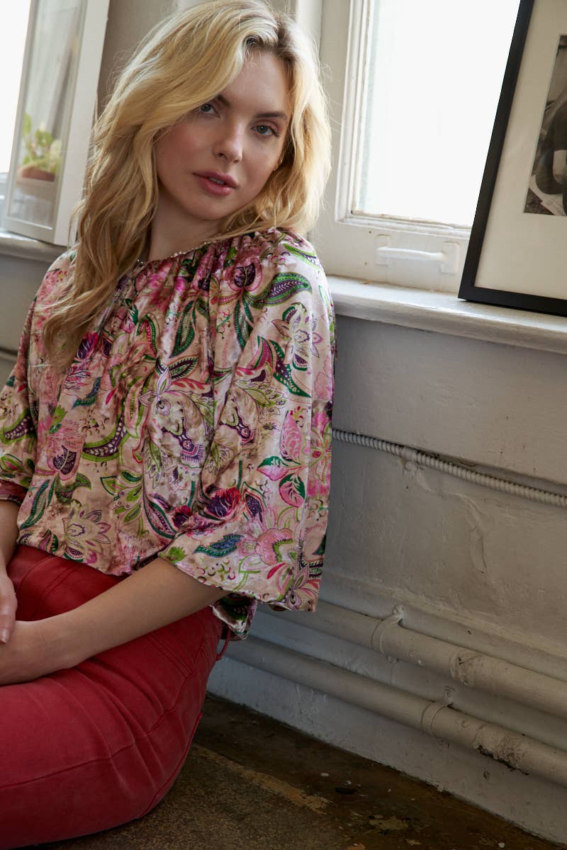 Kinsley Velvet Print Top - Premium Tops from Sage + Fig - Just $46! Shop now at Ida Louise Boutique