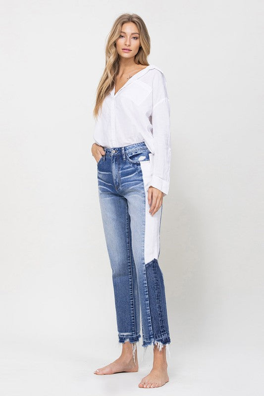 Super High RIse Straight W/Side Blocking Panel - Premium Jeans from VERVET by Flying Monkey - Just $70! Shop now at Ida Louise Boutique