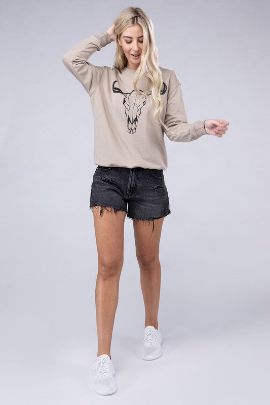 Cow Skull Sweatshirts - Premium Sweatshirt from Lotus Fashion Collection - Just $51! Shop now at Ida Louise Boutique