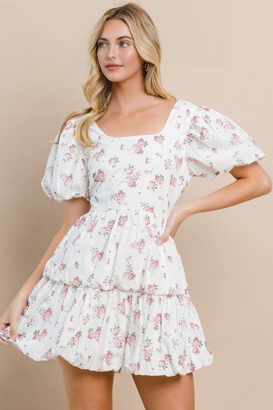 Floral Puff Sleeve Dress - Premium Dresses from TCEC - Just $70! Shop now at Ida Louise Boutique