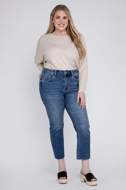 Plus Size High Rise Slim Straight Jeans - Premium Jeans from VERVET by Flying Monkey - Just $70! Shop now at Ida Louise Boutique