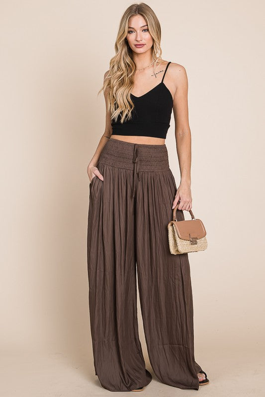 Ruched Waist Wide Resort Plus Size Pants - Premium Pants from Jade By Jane - Just $56! Shop now at Ida Louise Boutique