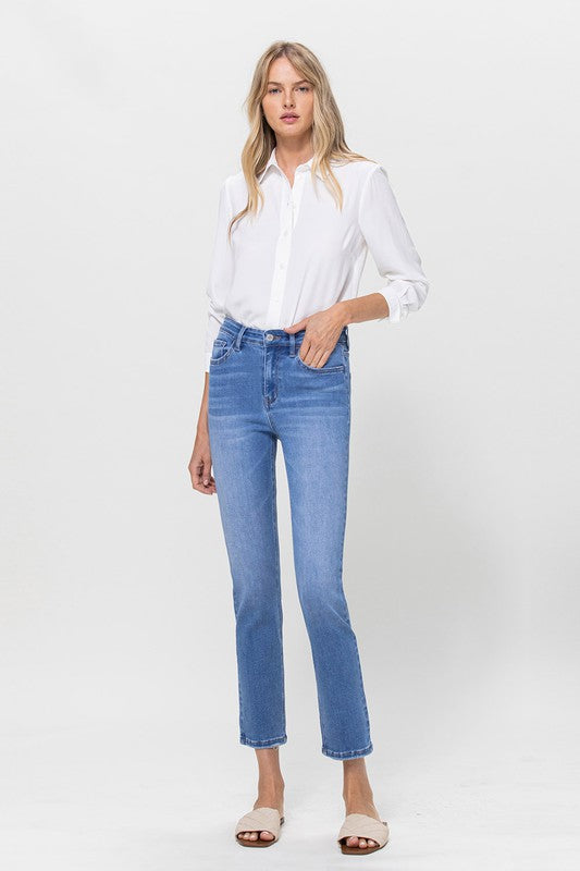 Vervet High Rise Stretch Crop Slim Straight - Premium Jeans from VERVET by Flying Monkey - Just $70! Shop now at Ida Louise Boutique