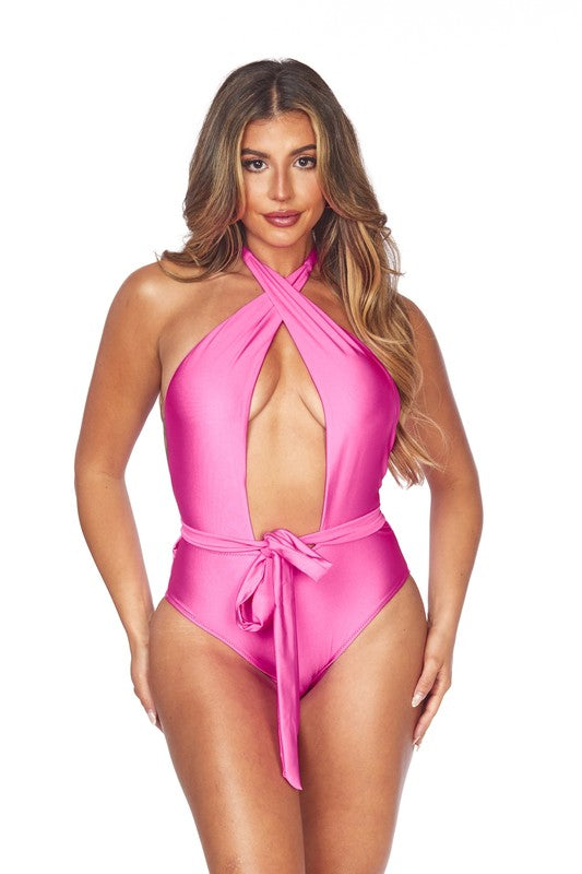 ONE PIECE Criss Cross Halter Neckline with Waist Wrap - Premium swimsuit from Mermaid Swimwear - Just $68! Shop now at Ida Louise Boutique
