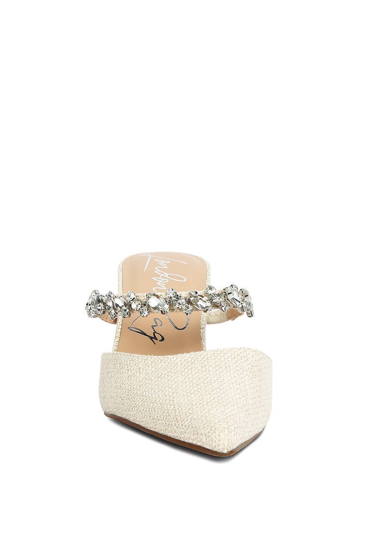 GRETA Diamante Embellished Kitten Heel Sandals - Premium Sandals from RagCompany - Just $48! Shop now at Ida Louise Boutique