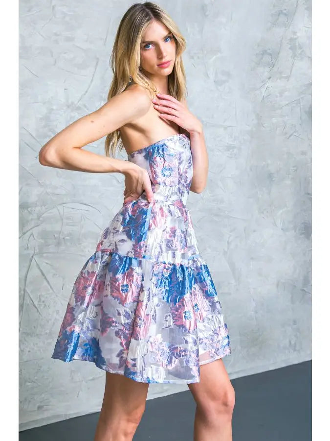 Adele Strapless Floral Dress - Premium Dresses from FLYING TOMATO - Just $50! Shop now at Ida Louise Boutique