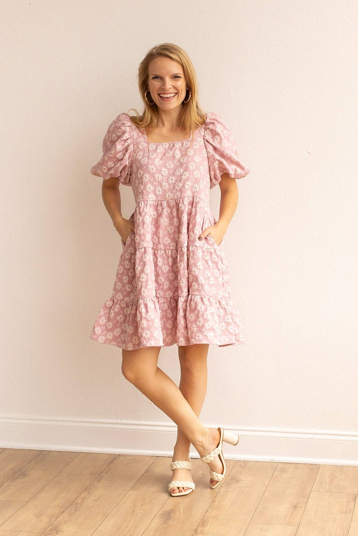 Botanical Blush Pink Floral Puff Dress - Premium Dresses from Southern Grace - Just $50! Shop now at Ida Louise Boutique