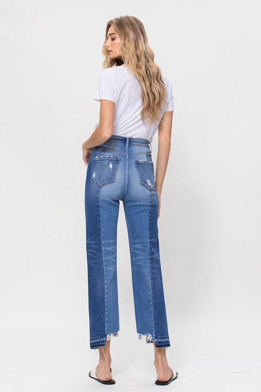 Super High Rise Straight W/Contrast and Hem Detail - Premium Jeans from Flying Monkey - Just $72! Shop now at Ida Louise Boutique