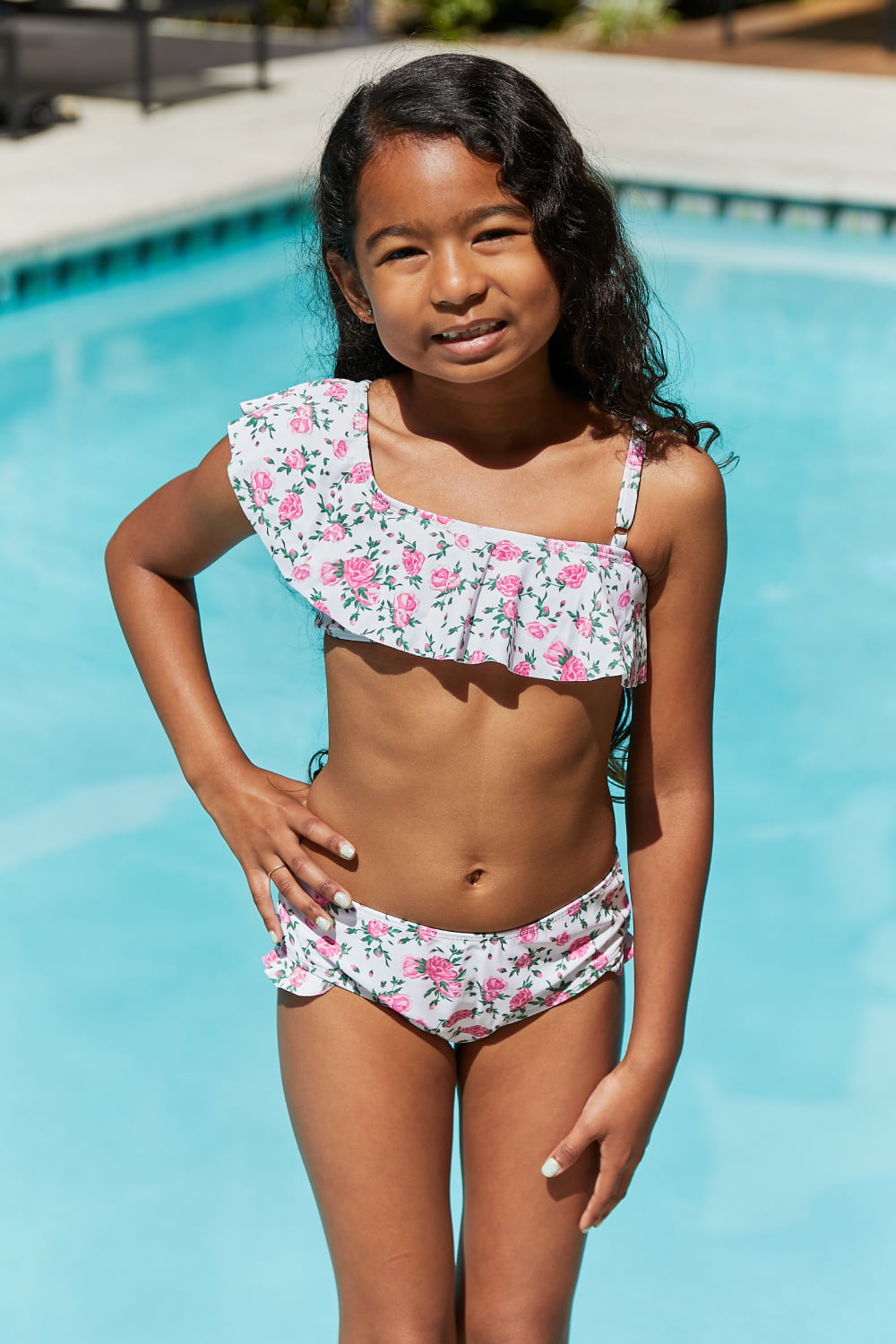 Marina West Swim Float On Ruffle Two-Piece Swim Set in Roses Off-White - Premium swim from Trendsi - Just $37! Shop now at Ida Louise Boutique