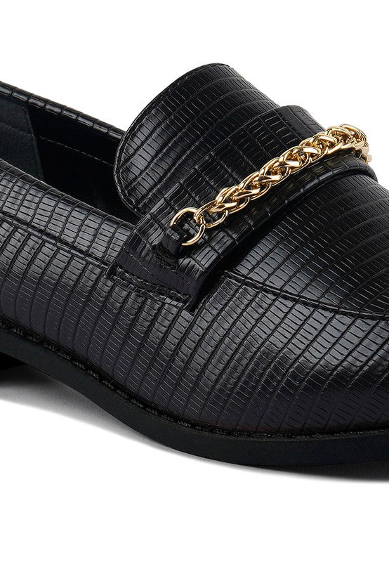 Vouse Low Block Loafers Adorned With Golden Chain - Premium Loafers from Rag Company - Just $62! Shop now at Ida Louise Boutique