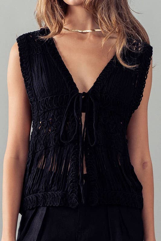 Floral Stripe Crochet Vest - Premium Vest from Fashion Week - Just $54! Shop now at Ida Louise Boutique