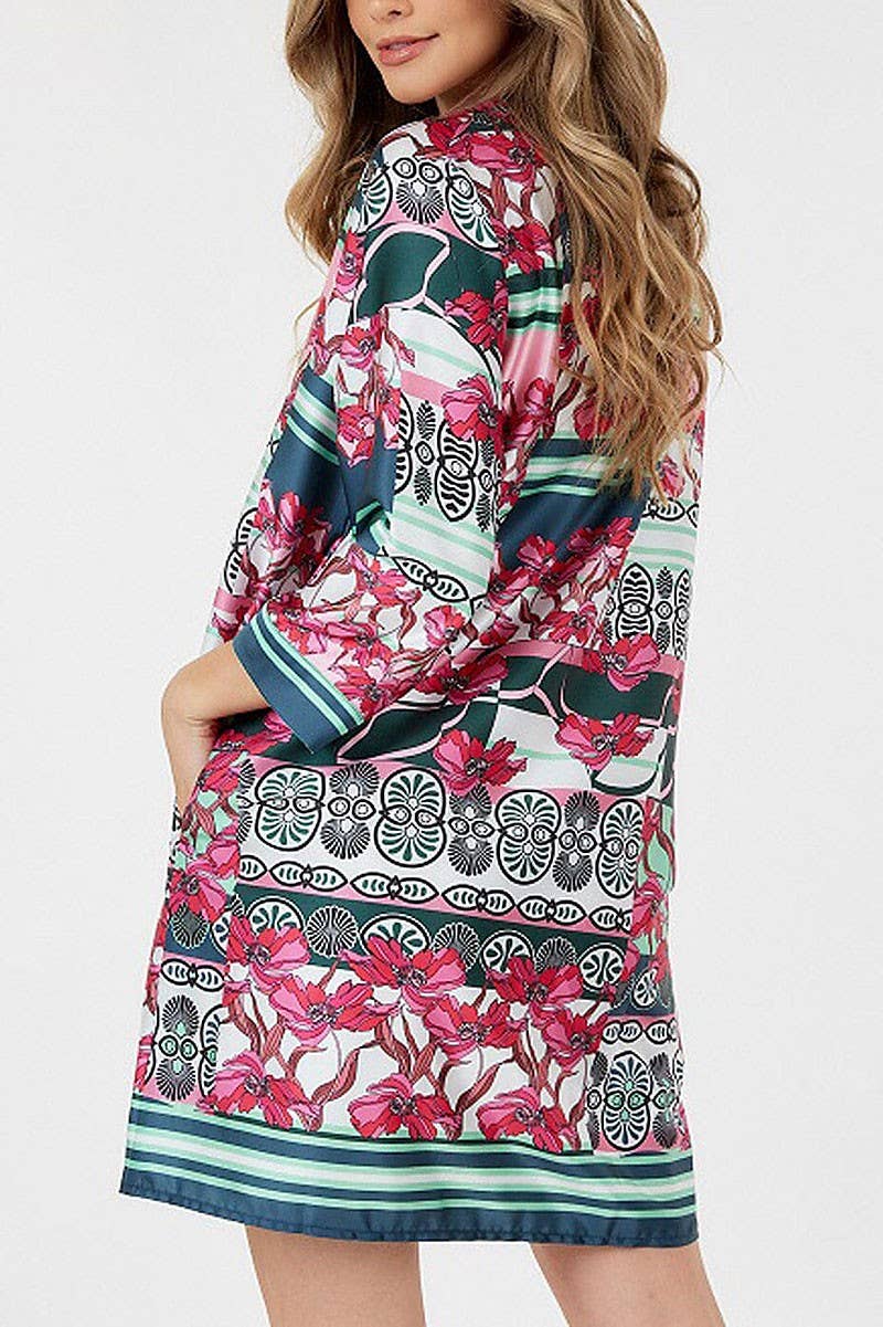 Multi Print Mini Dress With Pockets - Premium Dresses from ROUSSEAU - Just $62! Shop now at Ida Louise Boutique