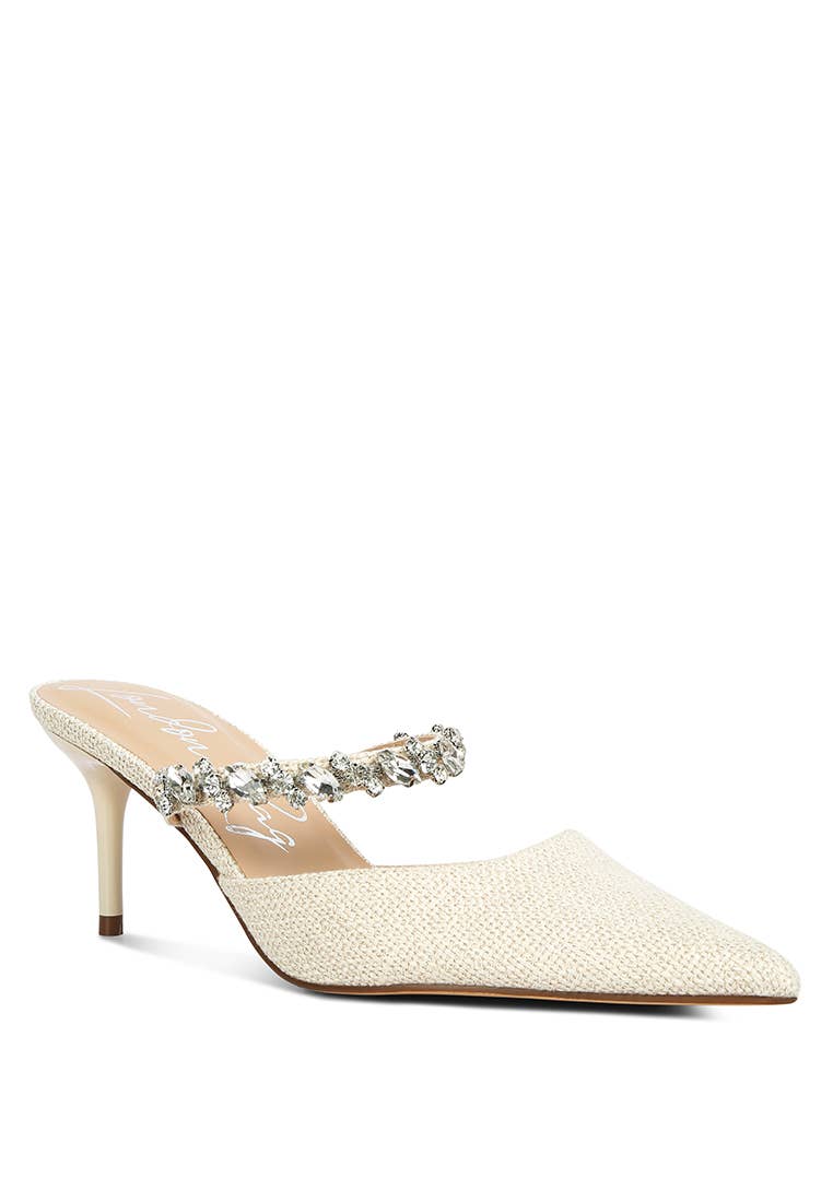 GRETA Diamante Embellished Kitten Heel Sandals - Premium Sandals from RagCompany - Just $48! Shop now at Ida Louise Boutique