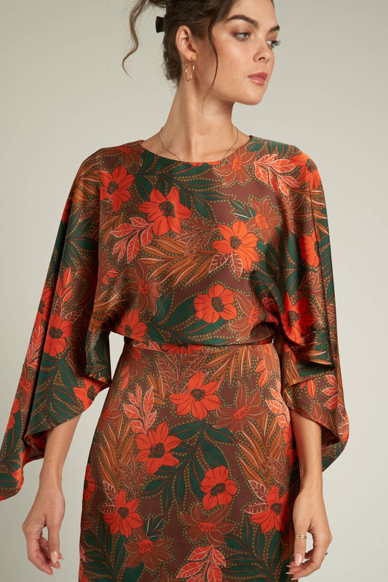 Cape Sleeve Floral Mini Dress - Premium Dresses from En Crème - Just $34! Shop now at Ida Louise Boutique