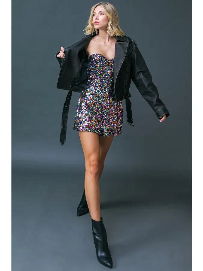 Irina Sequin Strapless Romper - Premium Apparel & Accessories from FLYING TOMATO - Just $50! Shop now at Ida Louise Boutique