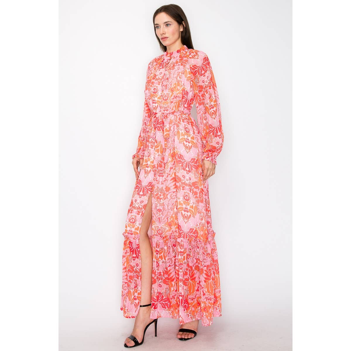 Floral print button down closure self tie maxi dress - Premium  from INA - Just $82! Shop now at Ida Louise Boutique