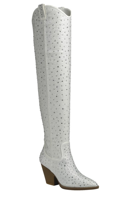 RIVER-21-OVER The Knee Western Rhinestone Boot - Premium Knee High Boots from Let's See Style - Just $83! Shop now at Ida Louise Boutique