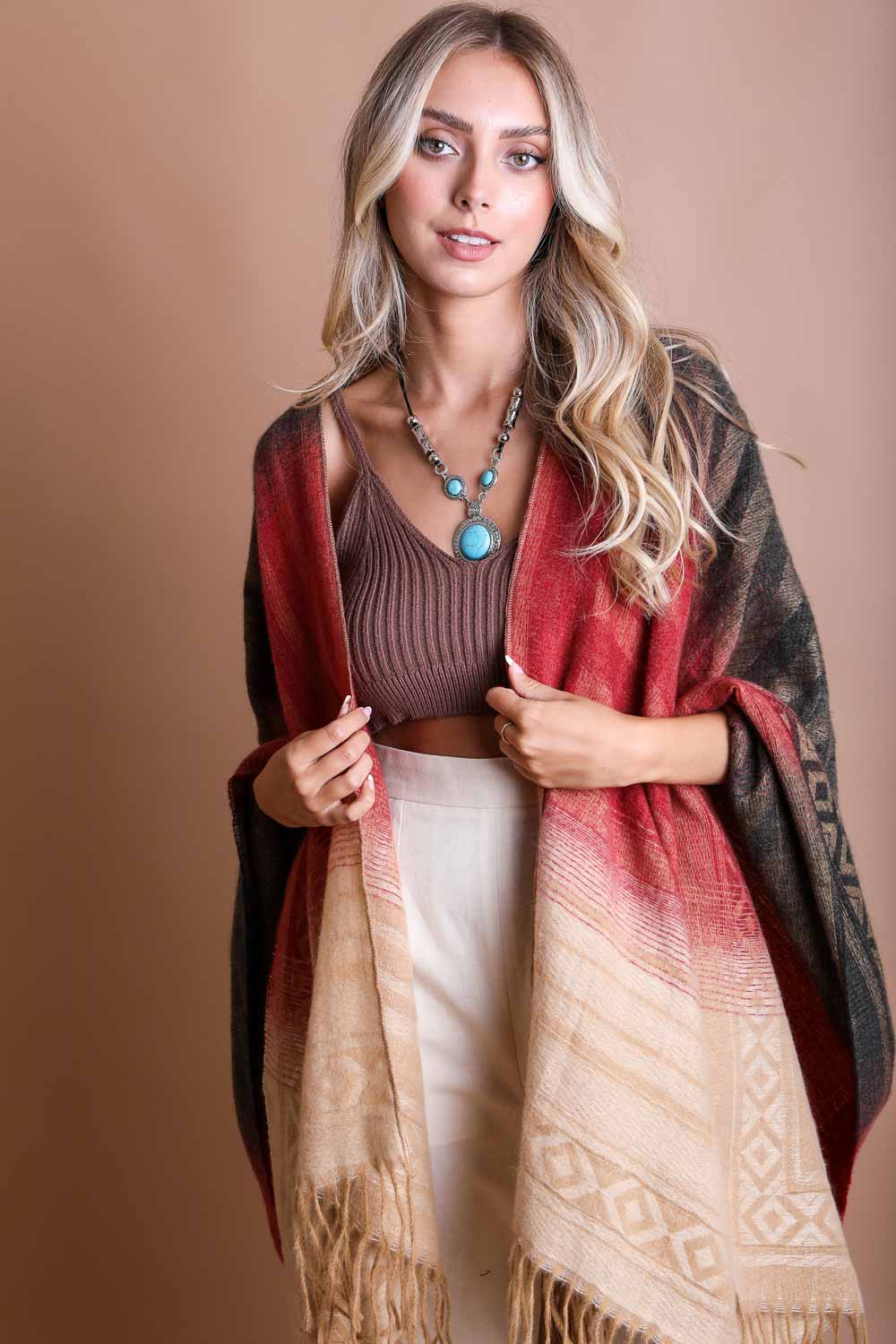 Versatile Colorblend Serape 🍁 | Cozy Fall Winter Shawl: Charcoal/Khaki - Premium  from Leto Accessories - Just $38! Shop now at Ida Louise Boutique