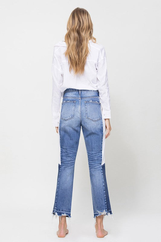Super High RIse Straight W/Side Blocking Panel - Premium Jeans from VERVET by Flying Monkey - Just $70! Shop now at Ida Louise Boutique