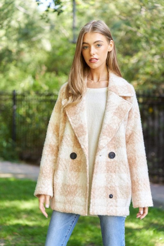 Fuzzy Boucle Textured Double Breasted Coat Jacket - Premium Jacket from Davi & Dani - Just $70! Shop now at Ida Louise Boutique