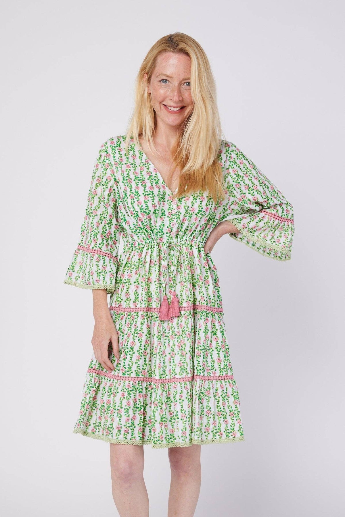 Desiderial Resort Spring Summer Dress Pink Green  Spring - Premium Dresses from ModaPosa - Just $87! Shop now at Ida Louise Boutique