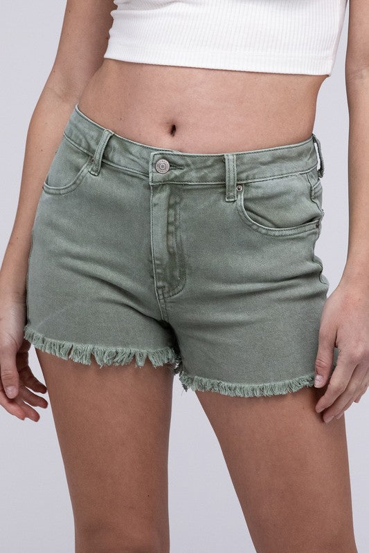 Acid Washed Frayed Cutoff Hem Shorts - Premium Shorts from ZENANA - Just $48! Shop now at Ida Louise Boutique