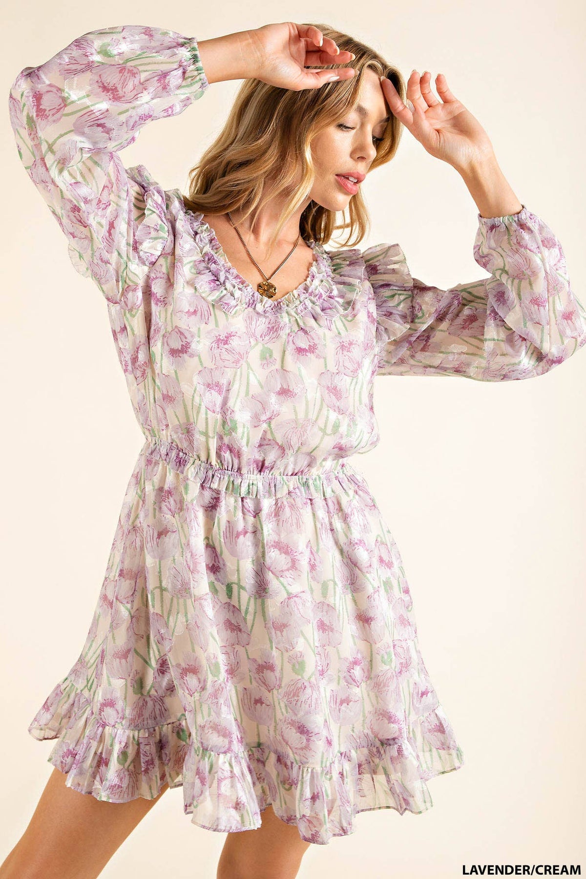 CHIFFON FLOWER PRINTED DRESS - Premium Dresses from Kori - Just $62! Shop now at Ida Louise Boutique