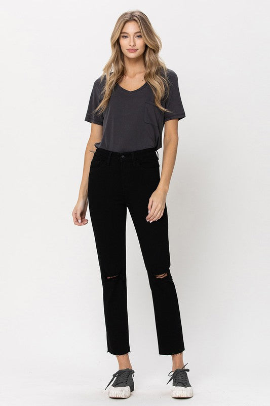 Vervet High Rise Straight w Raw Hem - Premium Jeans from VERVET by Flying Monkey - Just $70! Shop now at Ida Louise Boutique