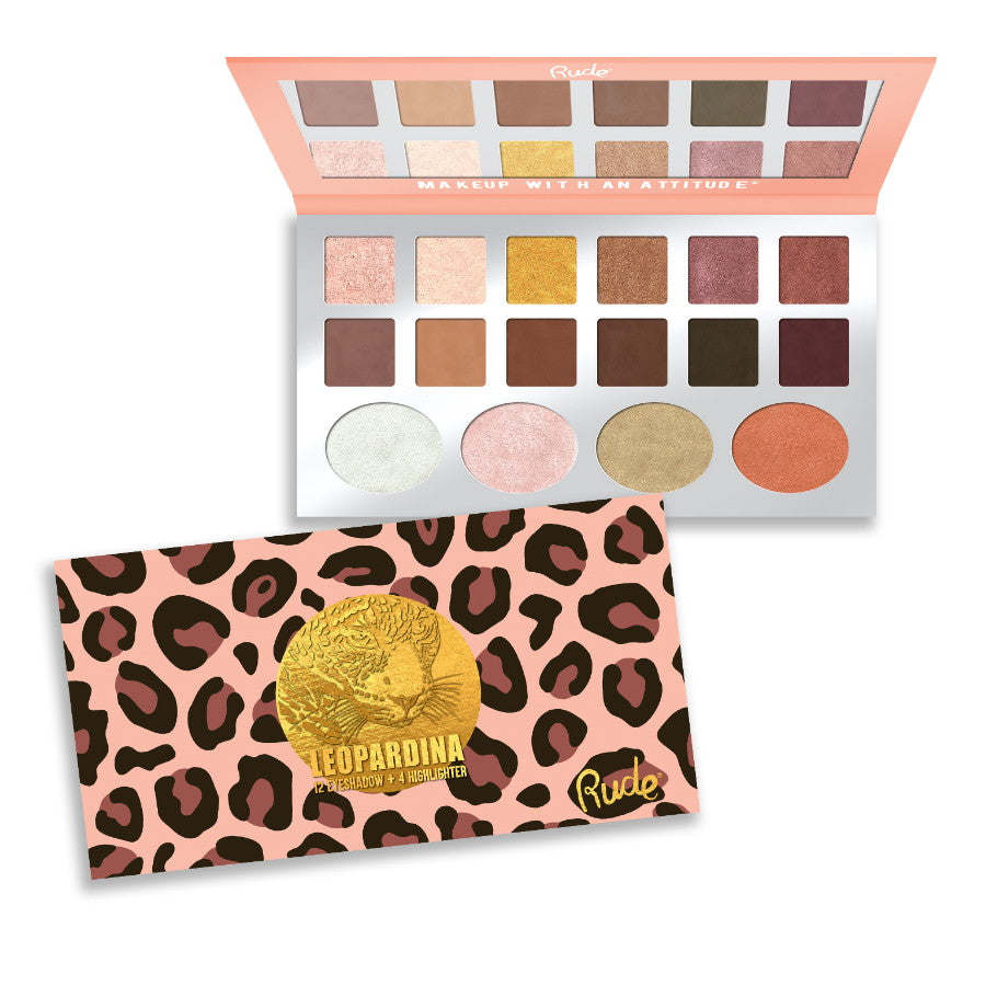 RUDE Leopardina 12 Eyeshadows + 4 Highlighters - Premium Eye Shadow from Doba - Just $24.35! Shop now at Ida Louise Boutique