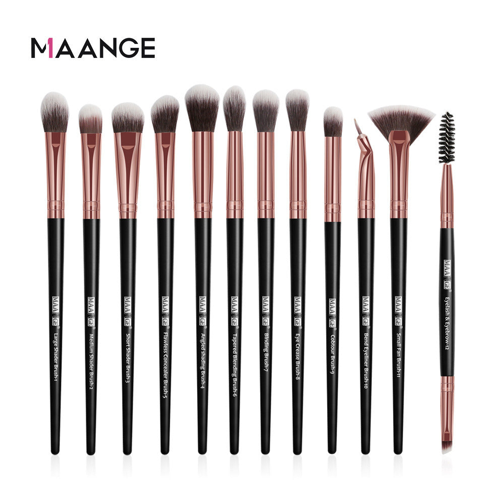 MAANGE 12pcs Eye Makeup Brushes Set With Cosmestic Bag Eyeshadow Blending Eyeliner Eyelash Eyebrow Brushes Make Up Professional - Premium Makeup Brushes from Doba - Just $22! Shop now at Ida Louise Boutique