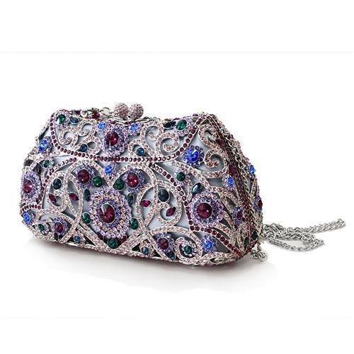 LO2379 - Imitation Rhodium White Metal Clutch with Top Grade Crystal in Multi Color - Premium  from Doba - Just $336.30! Shop now at Ida Louise Boutique