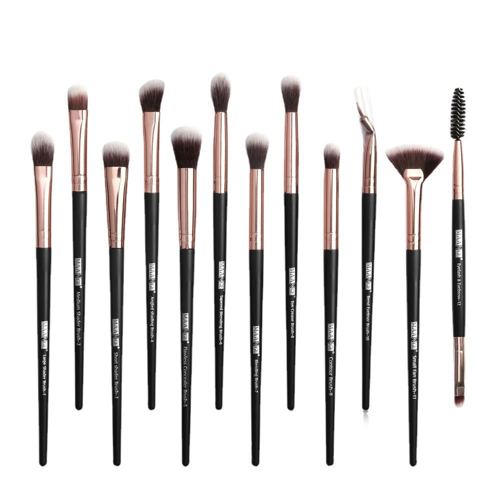 MAANGE 12pcs Eye Makeup Brushes Set With Cosmestic Bag Eyeshadow Blending Eyeliner Eyelash Eyebrow Brushes Make Up Professional - Premium Makeup Brushes from Doba - Just $22! Shop now at Ida Louise Boutique