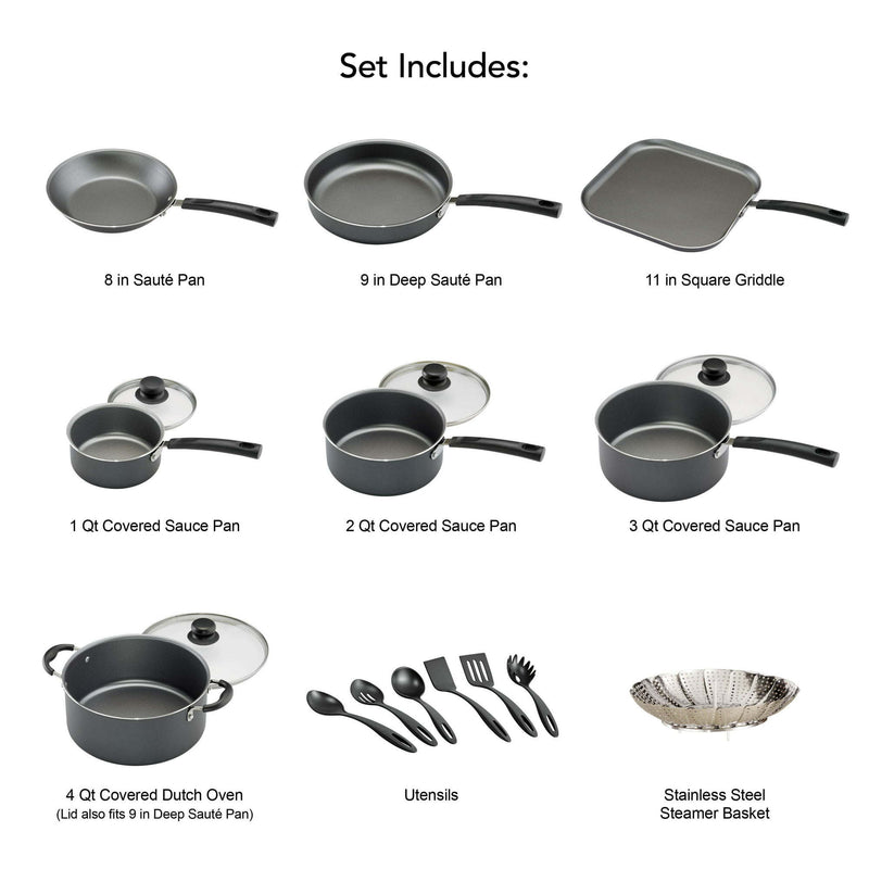 Tramontina Primaware 18 Piece Non-stick Cookware Set, Steel Gray - Premium Cookware Set from Doba - Just $69.99! Shop now at Ida Louise Boutique