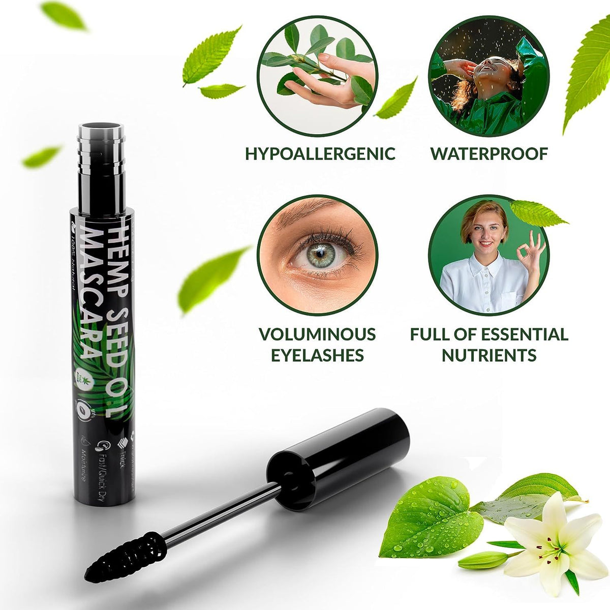 Organic Vegan Mascara Black. 0.25 Oz Hemp Seed Oil Natural Mascara. Waterproof Organic Mascara for Sensitive Eyes with Vitamin E. Cruelty Free Organic Hypoallergenic Mascara Sensitive Eyes - Premium Mascara from Doba - Just $17.68! Shop now at Ida Louise Boutique