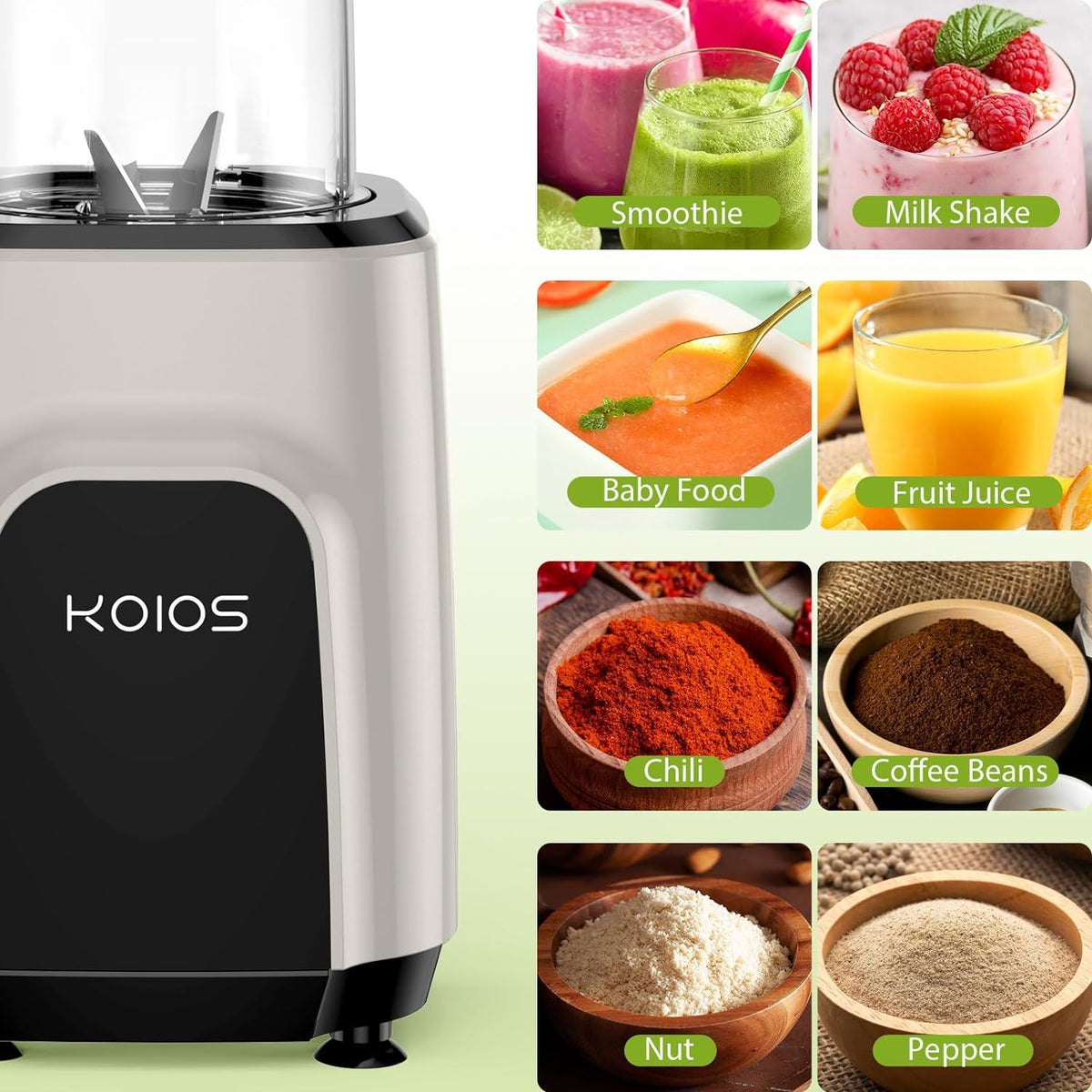 KOIOS 850W Countertop Blenders for Shakes and Smoothies;  Protein Drinks;  Nuts;  Spices;  Fruit Vegetables Drinks;  Coffee Grinder for Beans; 11-Piece Kitchen Blender Set - Premium Blender Set from Doba - Just $60! Shop now at Ida Louise Boutique