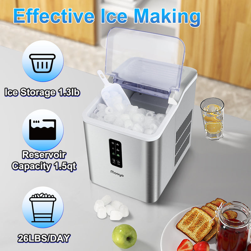 Countertop Ice Maker Machine, 26.5 lbs in 24Hrs, Electric ice Maker and Compact ice Machine with Ice Scoop and Basket, 2 Sizes of Bullet Ice for Home/Kitchen/Office - Premium Ice Maker from Doba - Just $176! Shop now at Ida Louise Boutique