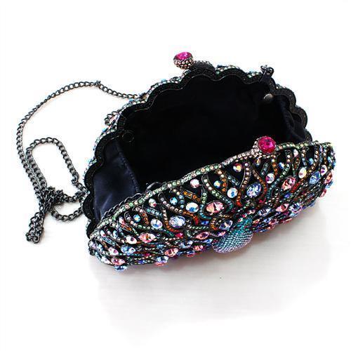 LO2370 - Ruthenium White Metal Clutch with Top Grade Crystal in Multi Color - Premium Clutch from Doba - Just $309! Shop now at Ida Louise Boutique