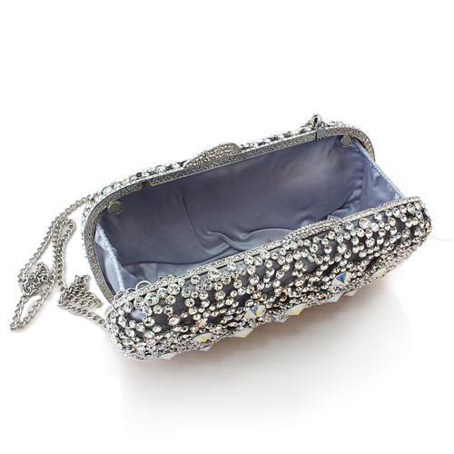 LO2364 - Imitation Rhodium White Metal Clutch with Top Grade Crystal in White - Premium Clutch from Doba - Just $286! Shop now at Ida Louise Boutique